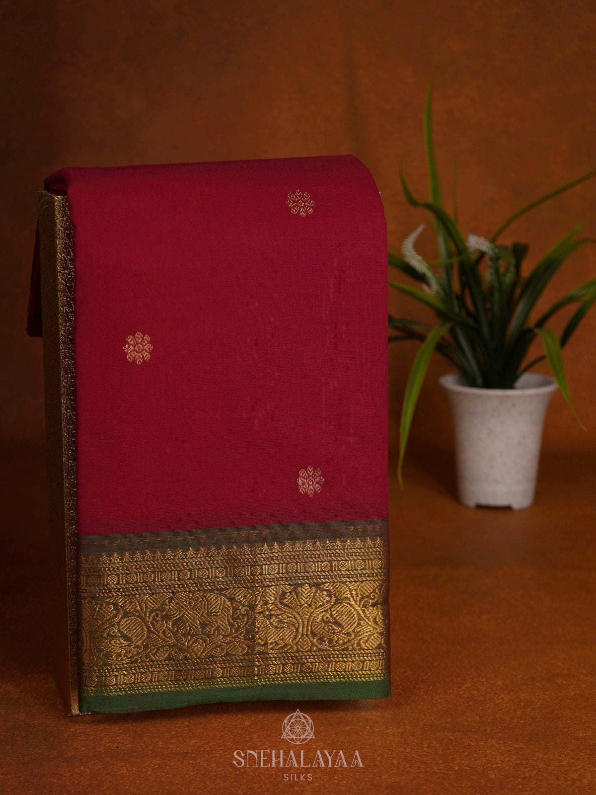 Maroon Kanchi Cotton Saree