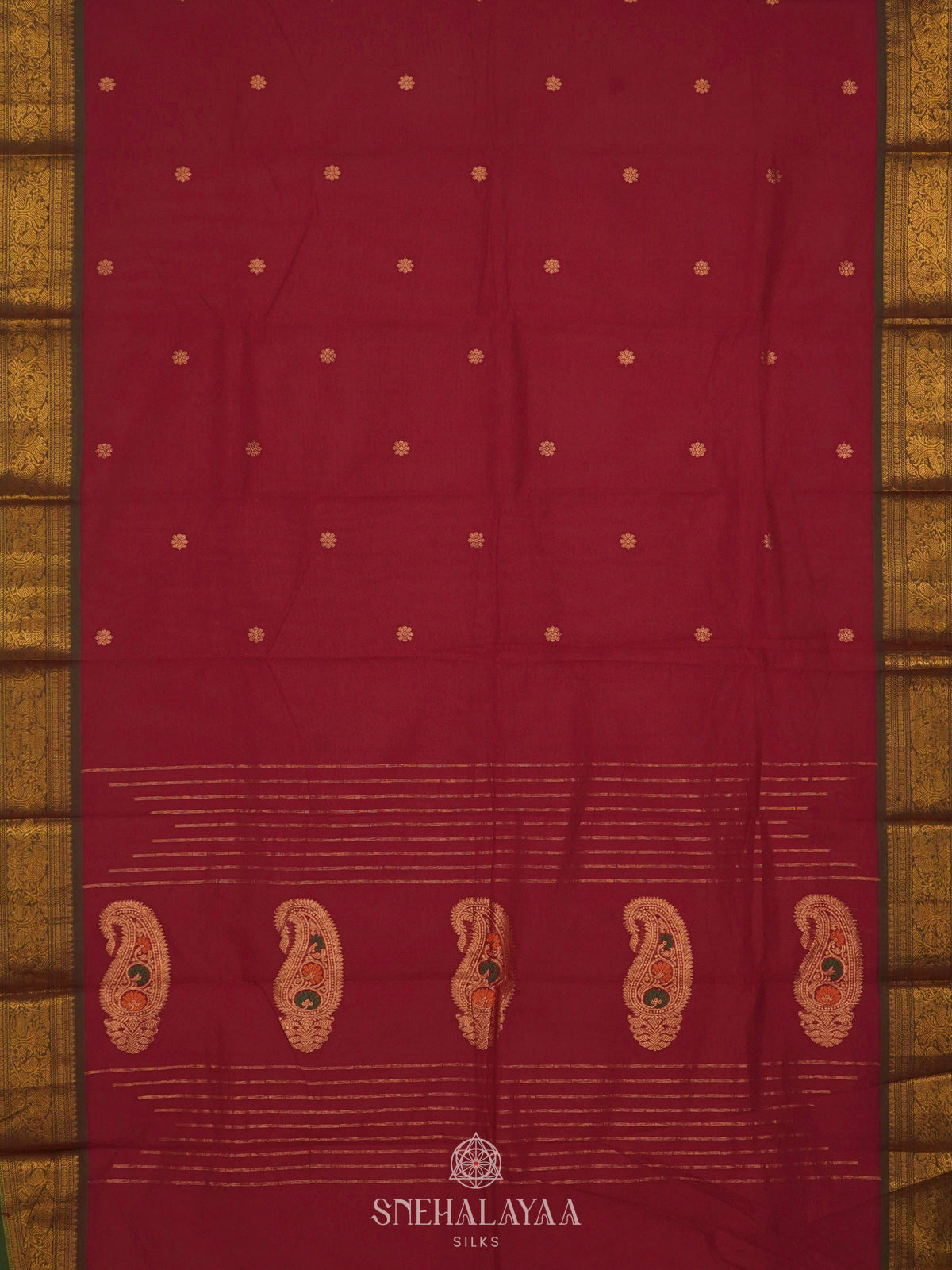 Maroon Kanchi Cotton Saree