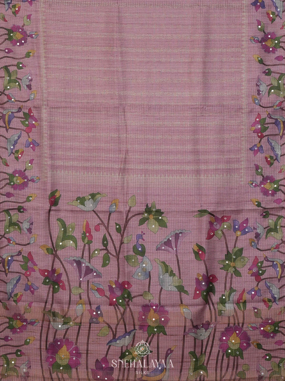 Pale Pink Tussar Saree