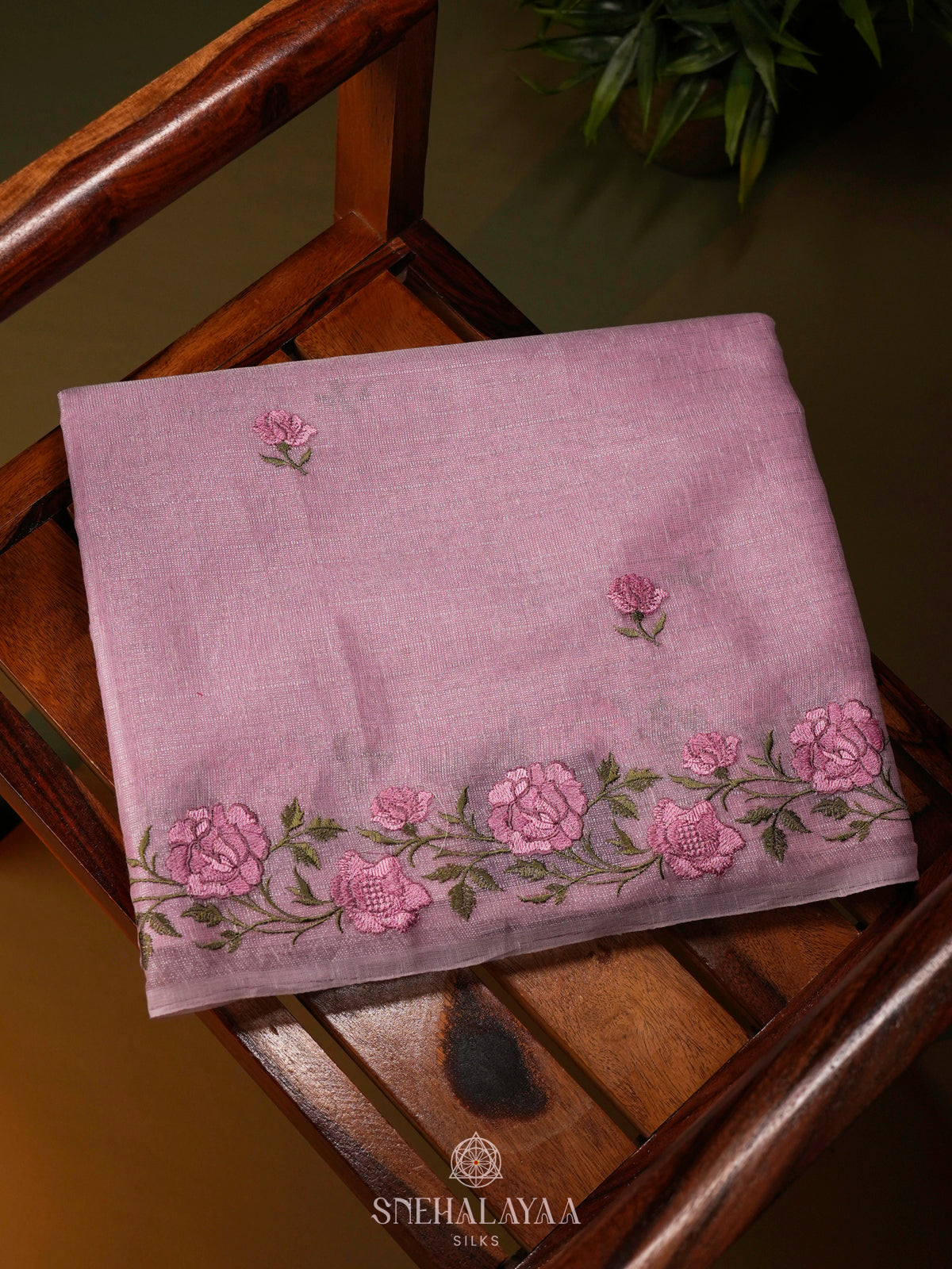 Pink Linen Cotton Saree