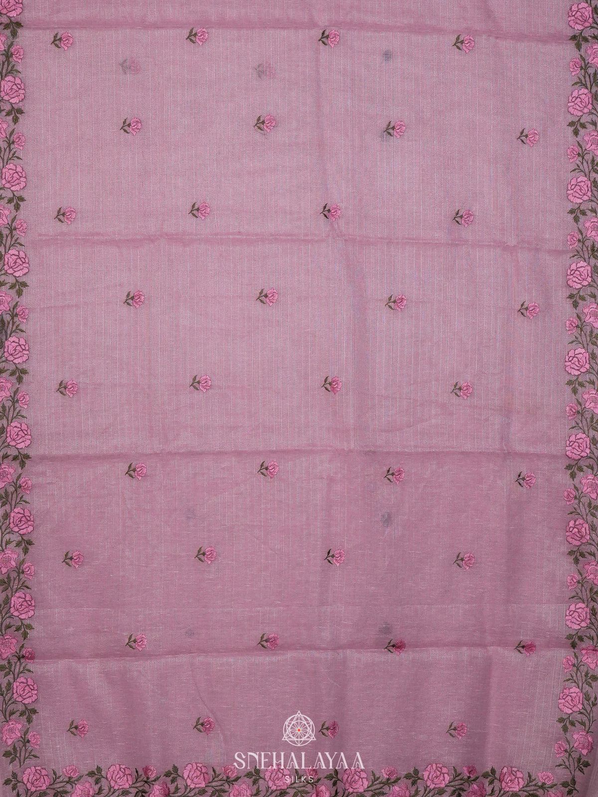 Pink Linen Cotton Saree