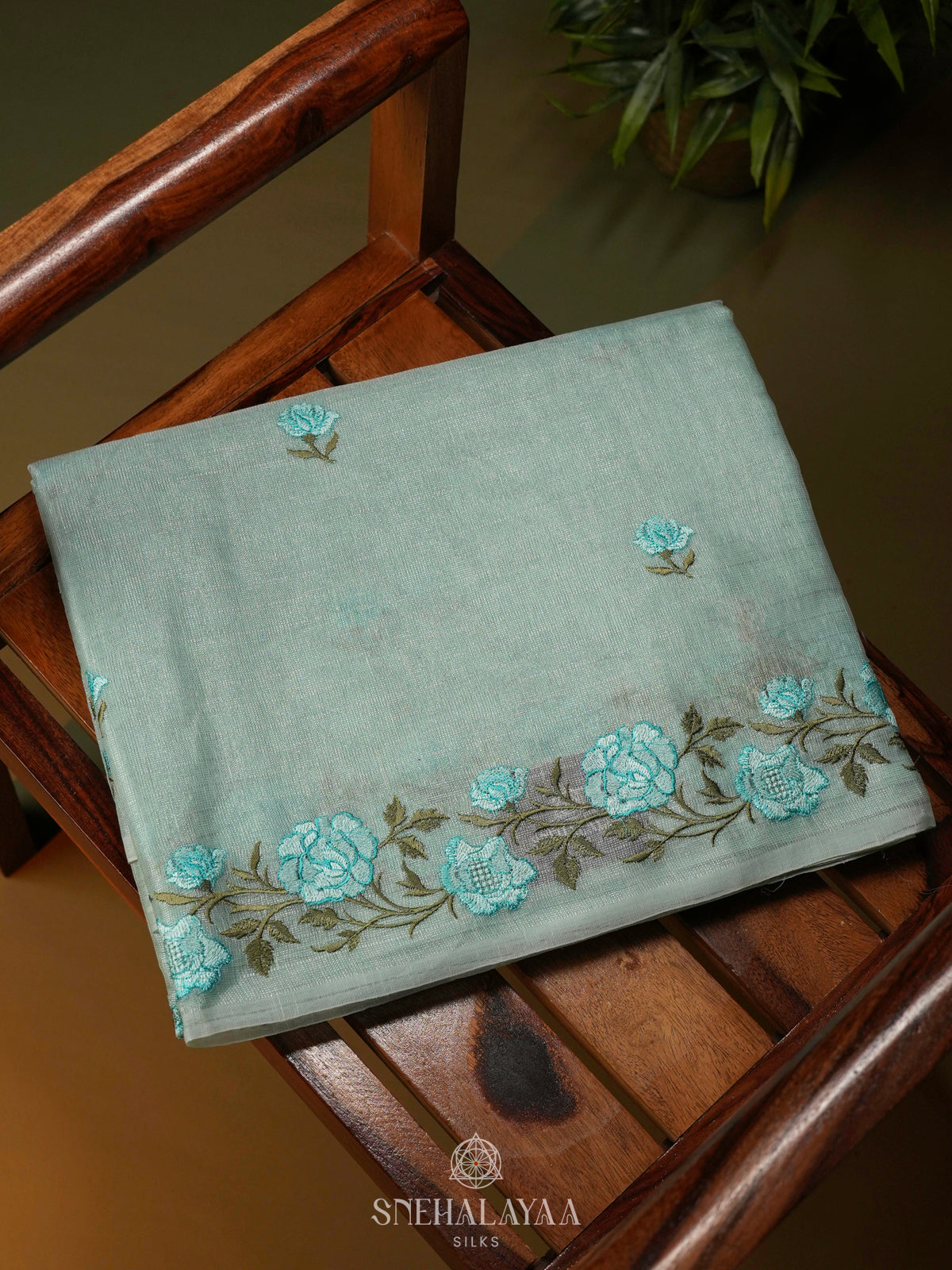 Pastel Aqua Linen Cotton Saree