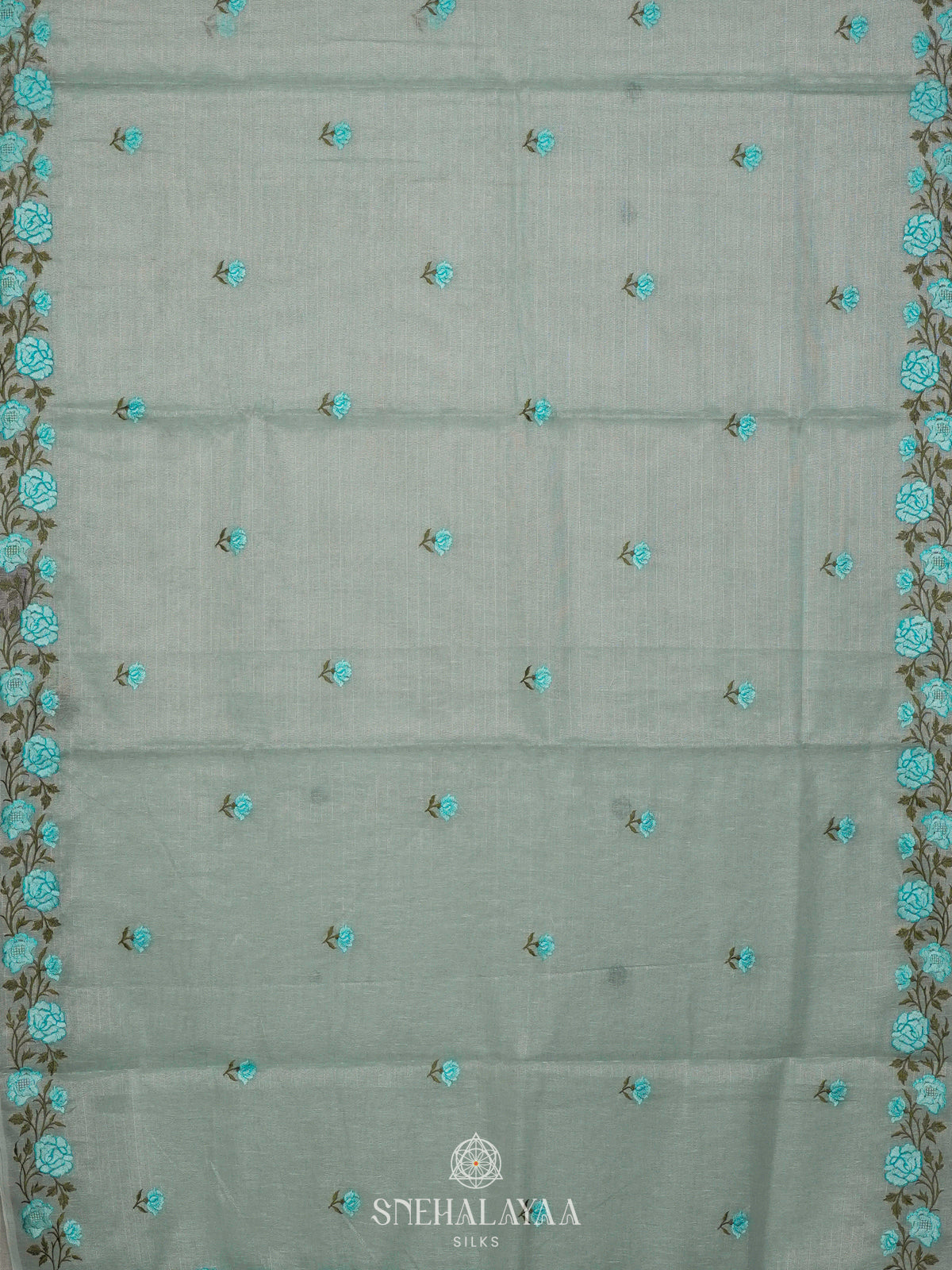 Pastel Aqua Linen Cotton Saree