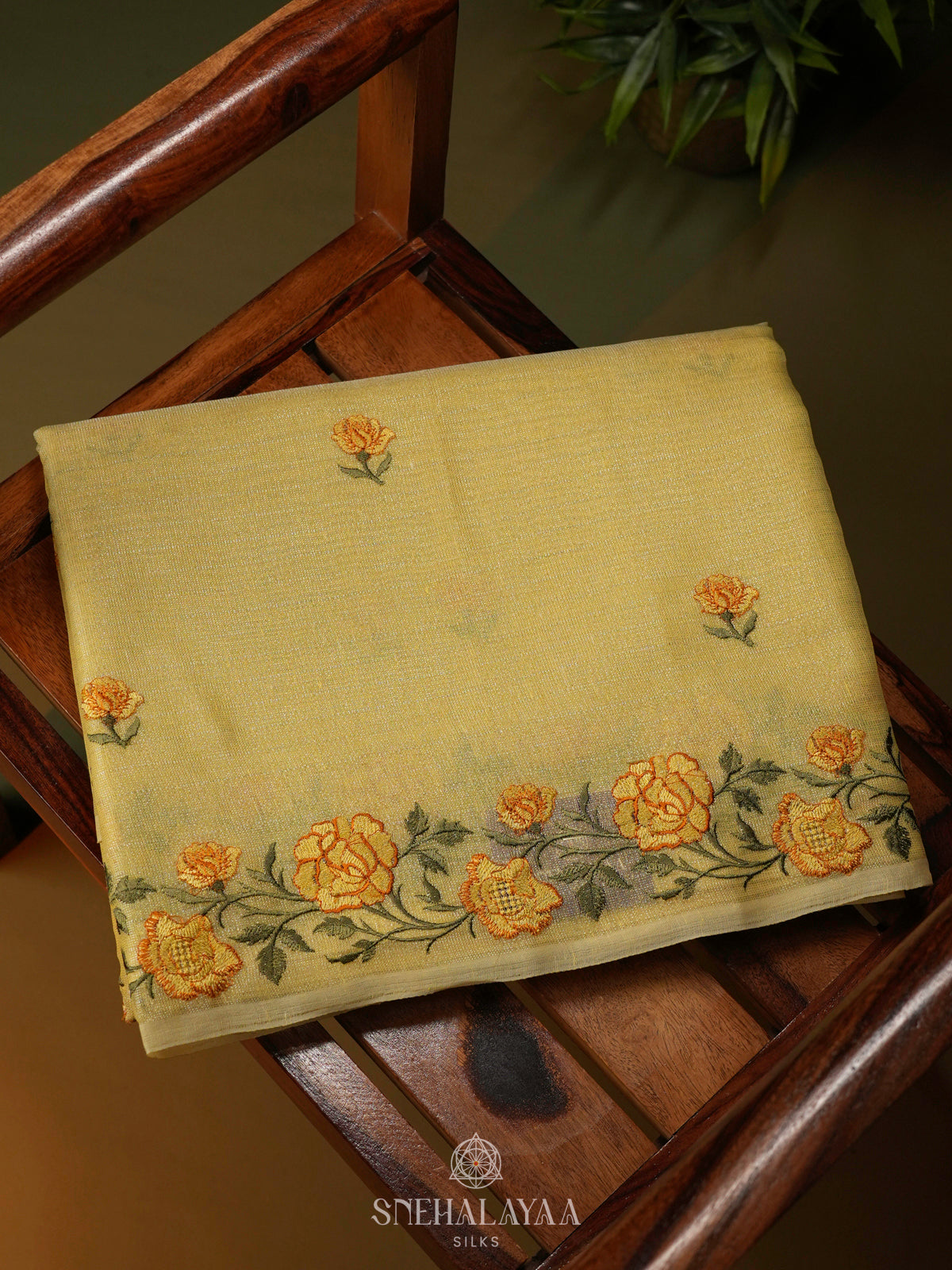 Yellow Linen Cotton Saree