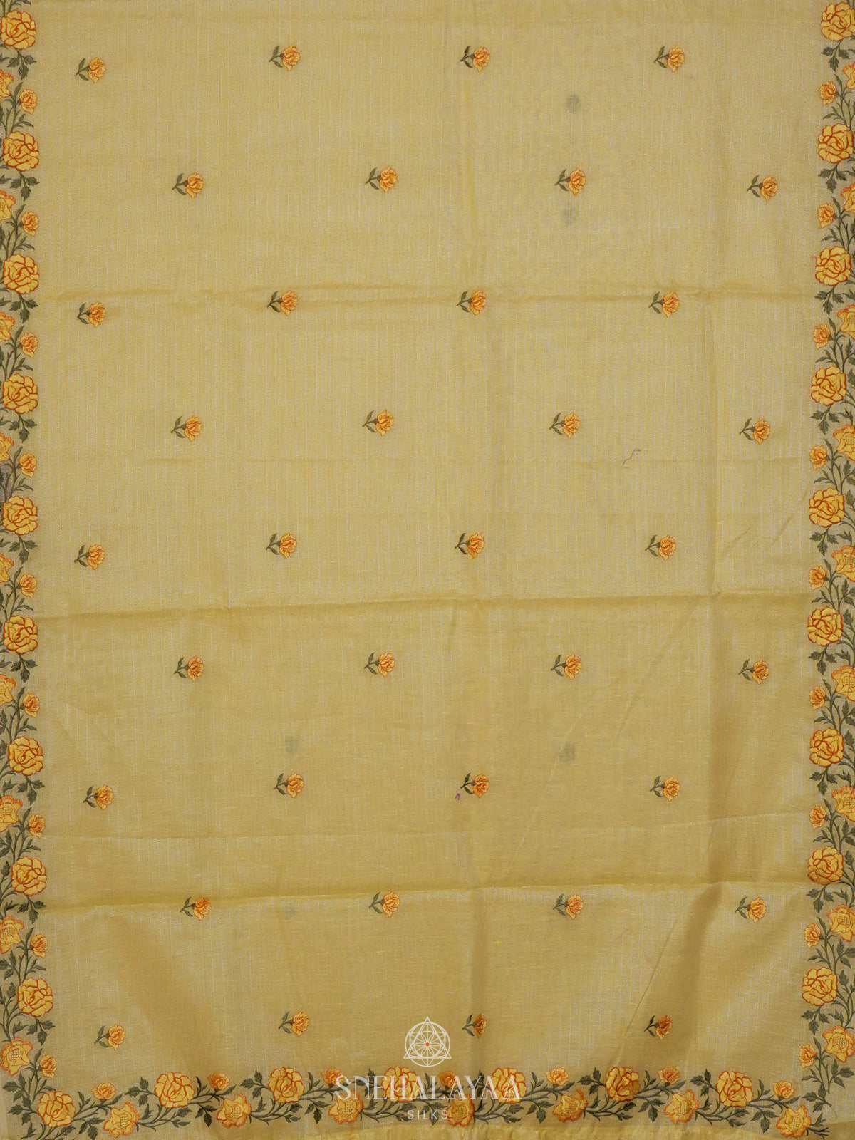 Yellow Linen Cotton Saree