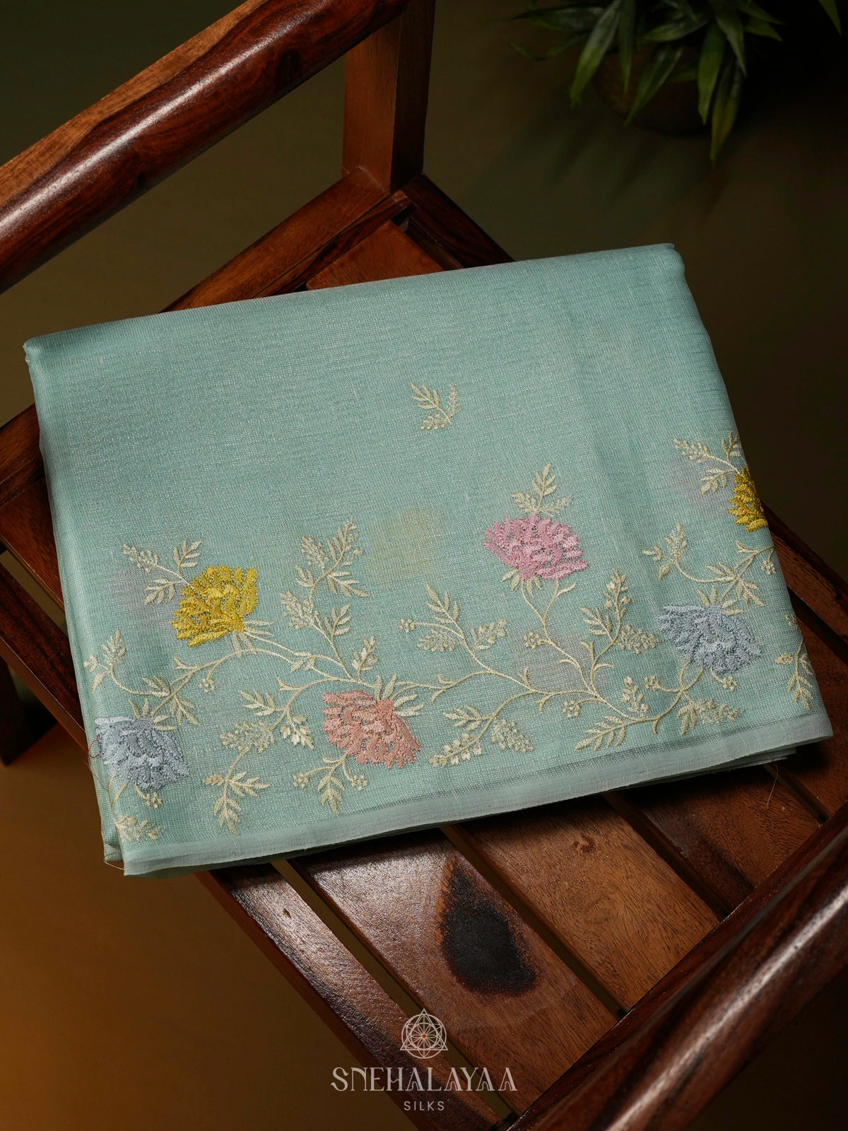 Mint Green Linen Cotton Saree