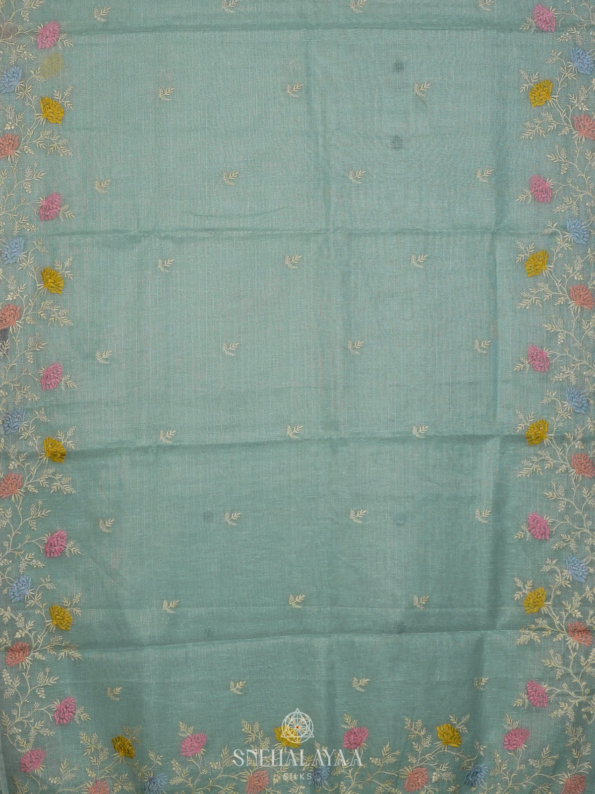 Mint Green Linen Cotton Saree