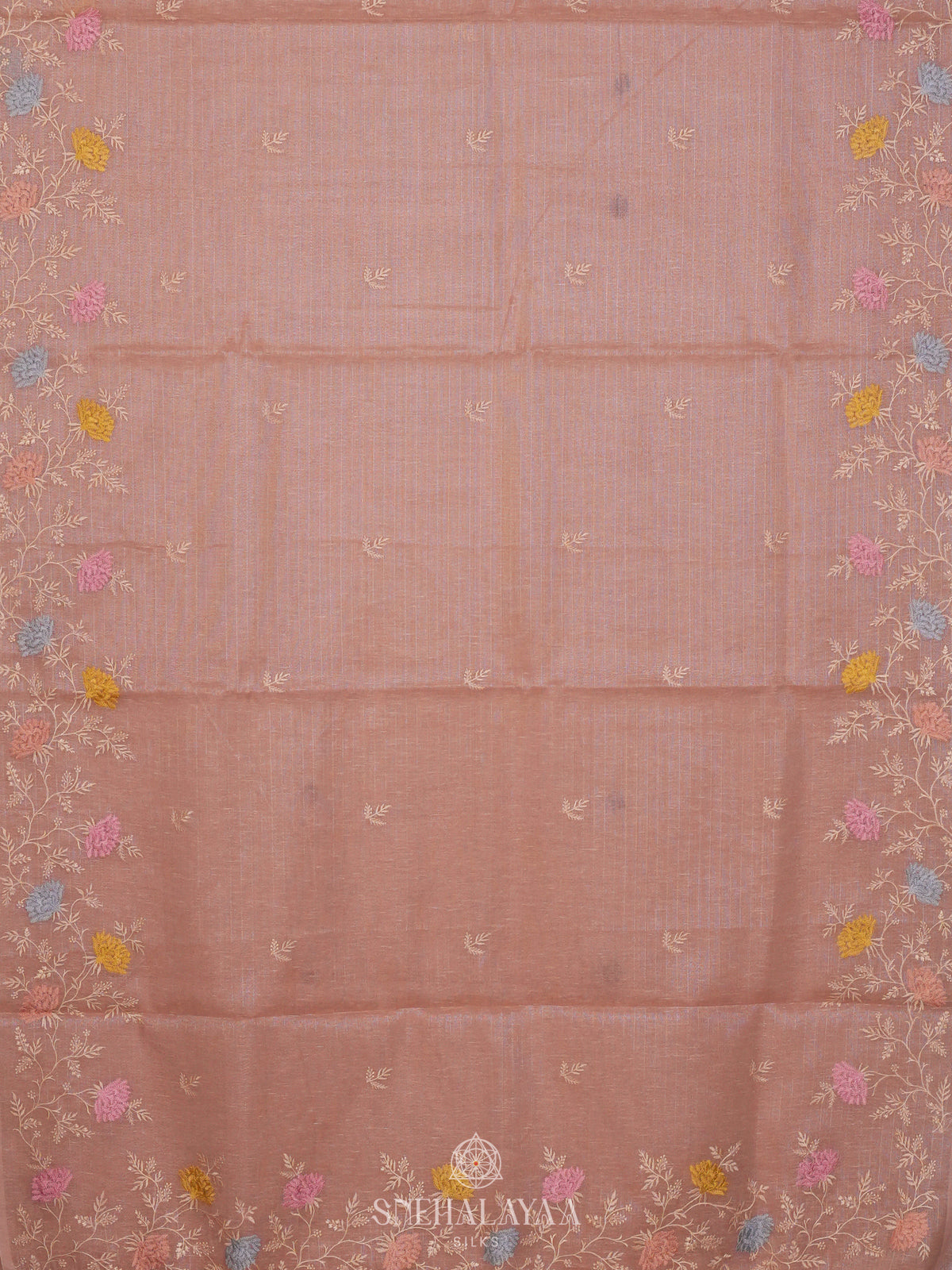 Peach Linen Cotton Saree