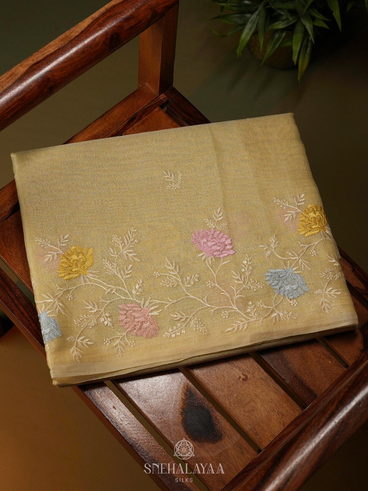 Pale Yellow Linen Cotton Saree