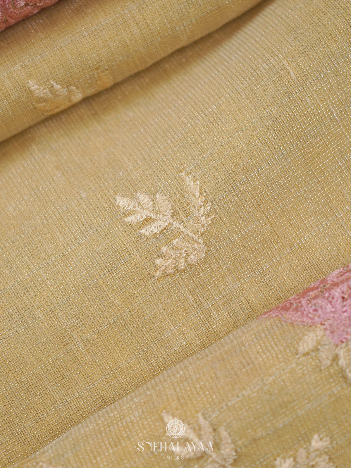 Pale Yellow Linen Cotton Saree