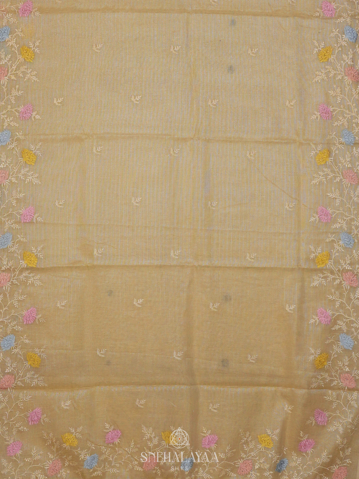 Pale Yellow Linen Cotton Saree
