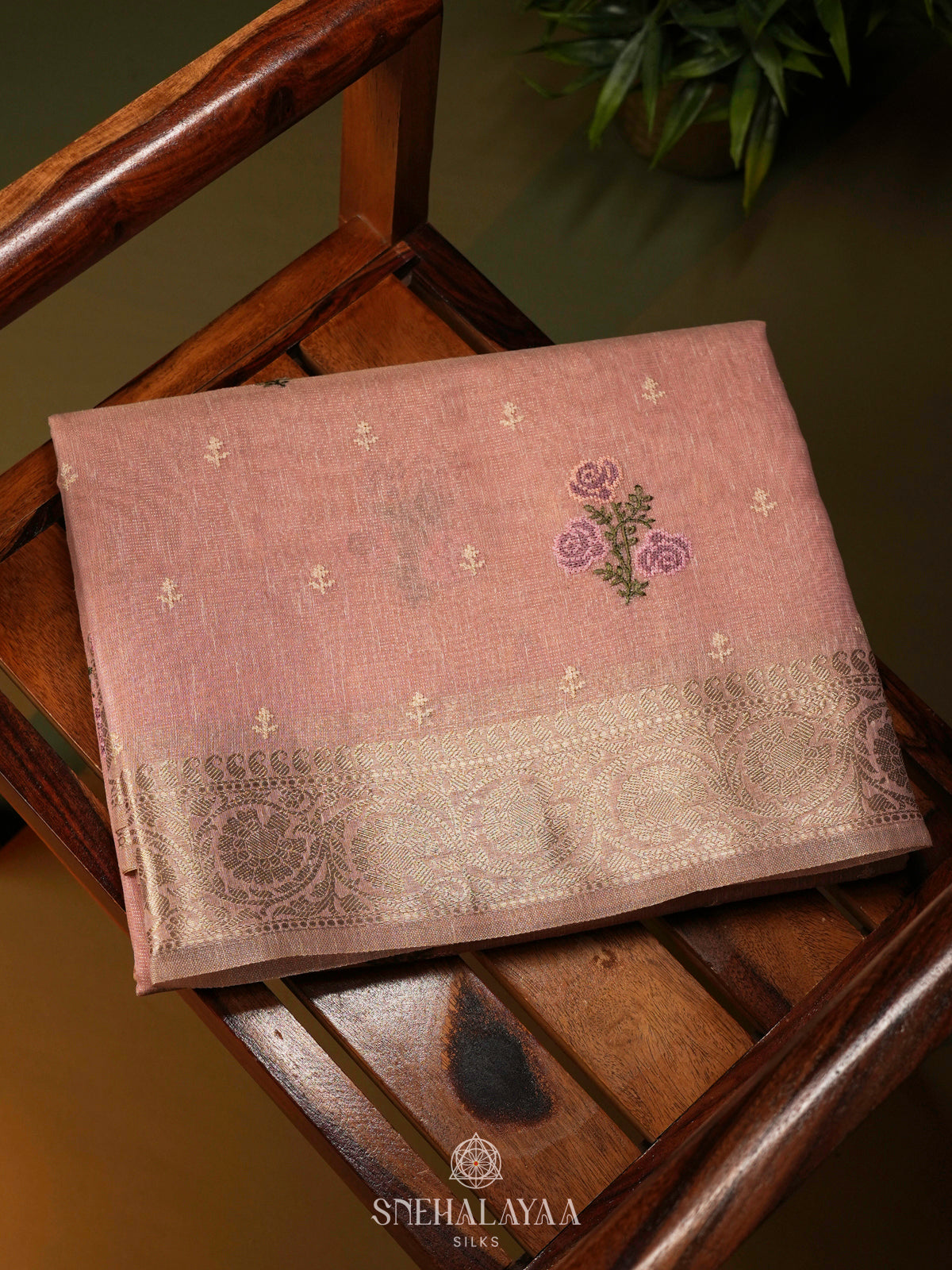 Pink Linen Cotton Saree