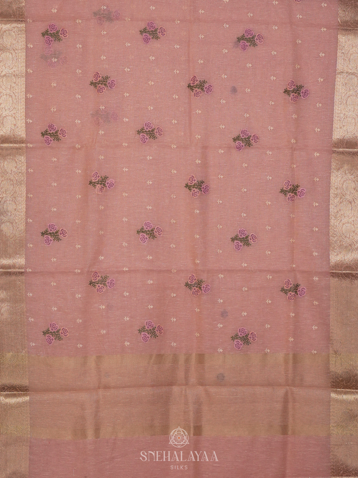 Pink Linen Cotton Saree