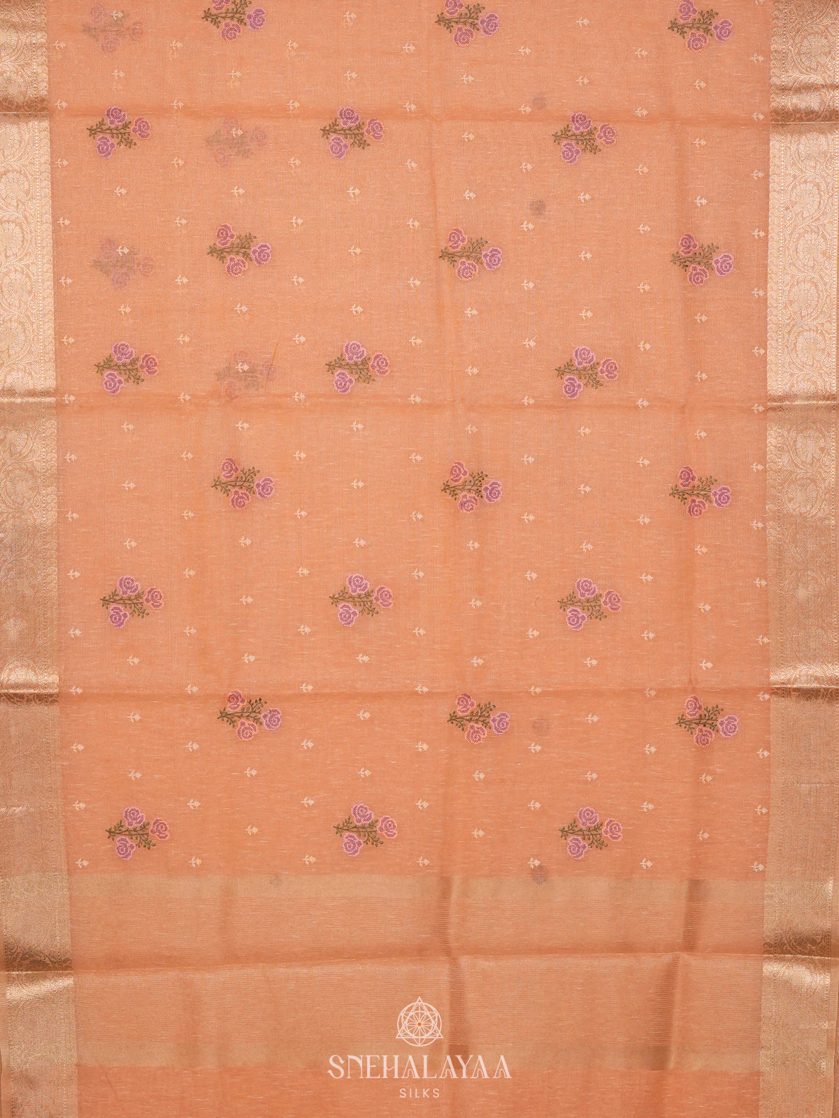 Peach Linen Cotton Saree