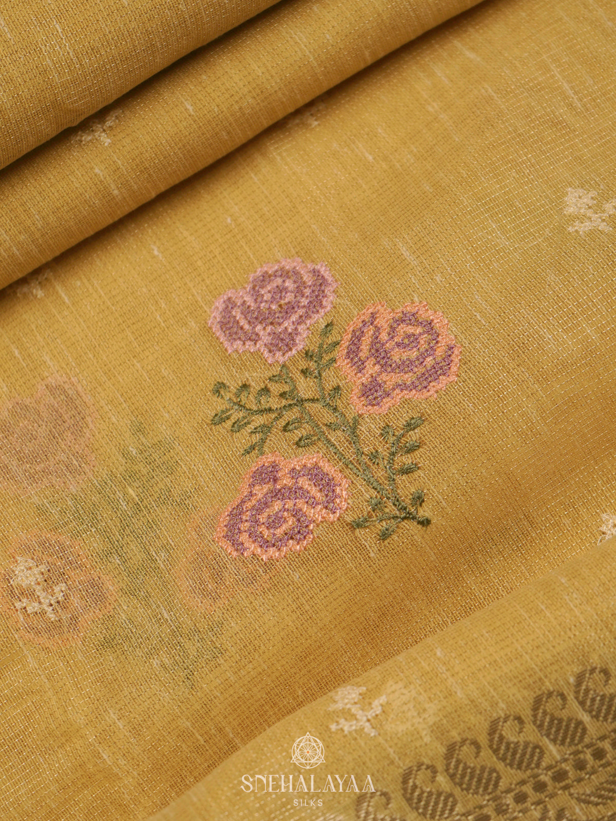 Mango Yellow Linen Cotton Saree