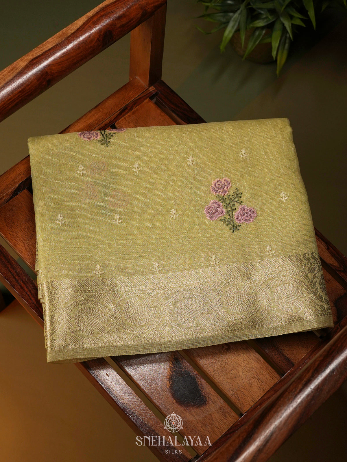 Mehandi Green Linen Cotton Saree