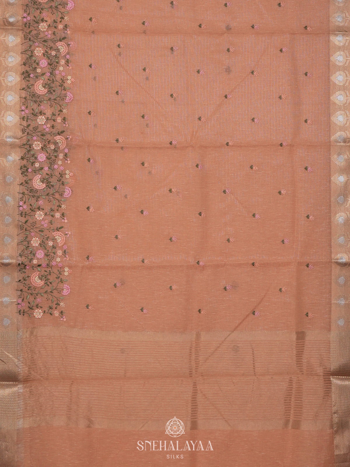 Peach Linen Cotton Saree