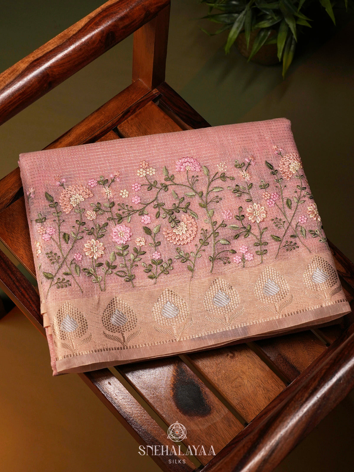 Pink Linen Cotton Saree