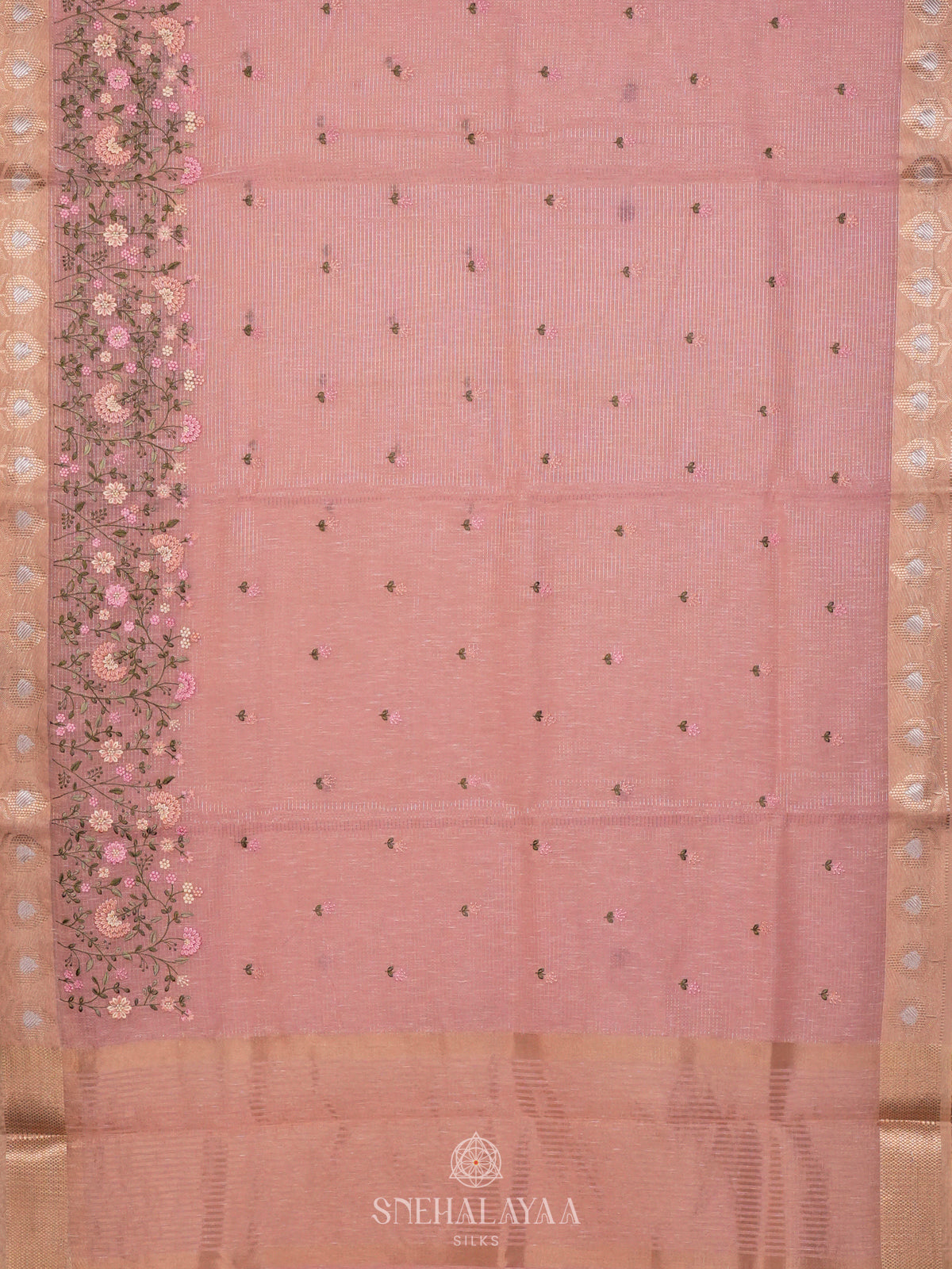 Pink Linen Cotton Saree
