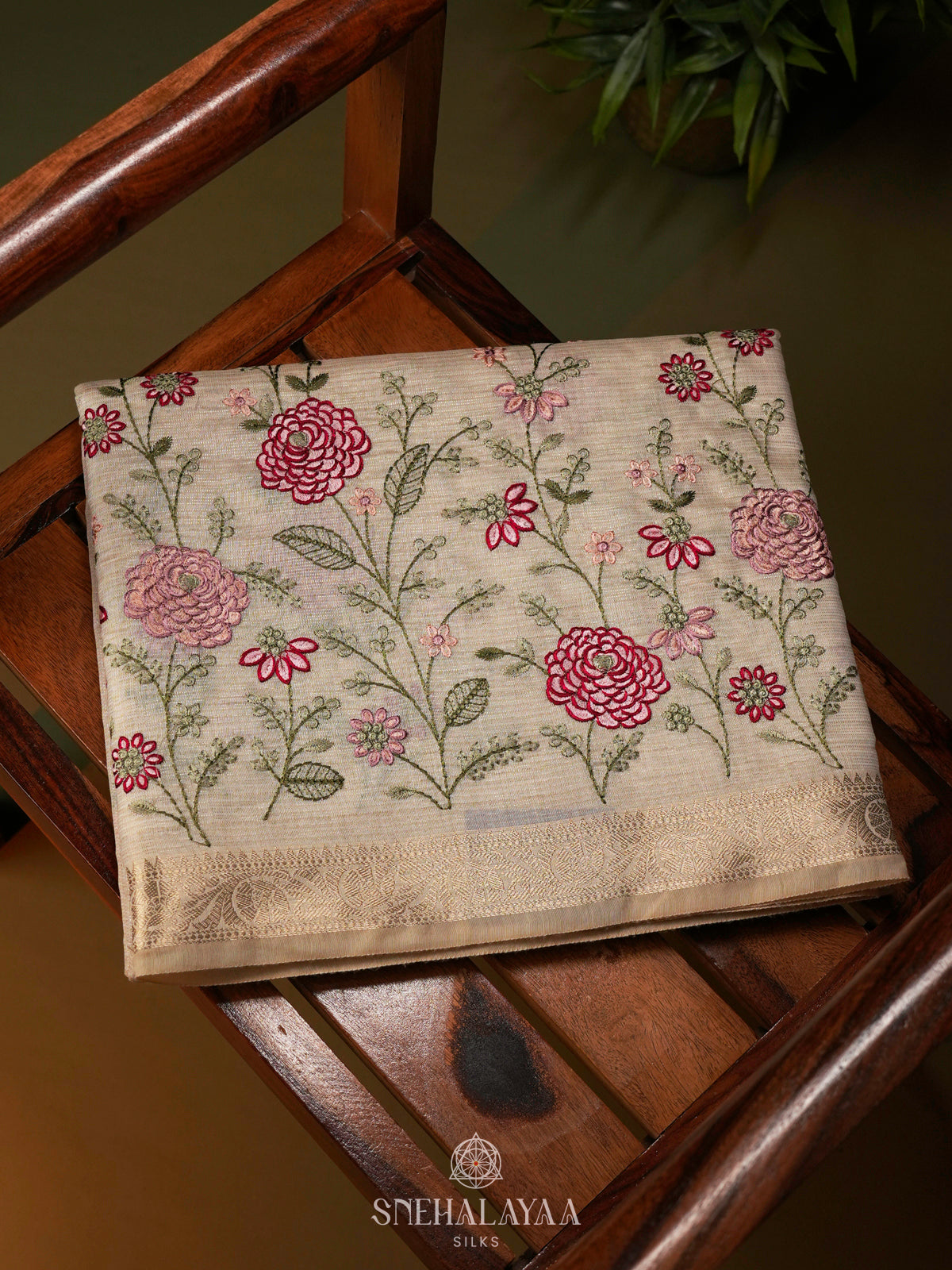 Off White Linen Cotton Saree