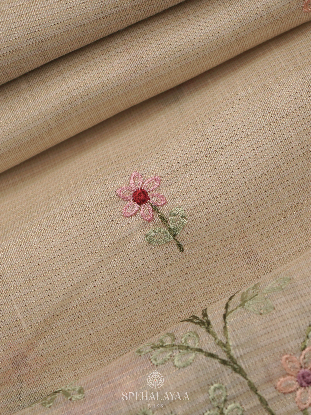 Off White Linen Cotton Saree