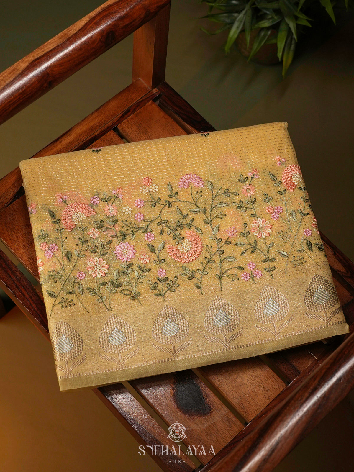 Mango Yellow Linen Cotton Saree