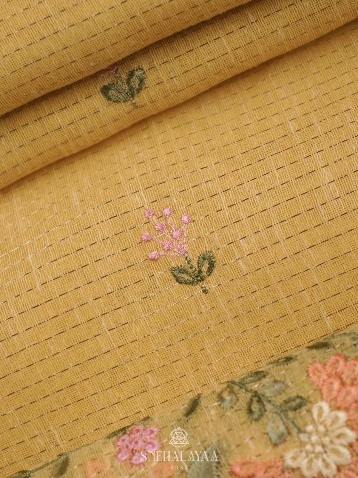 Mango Yellow Linen Cotton Saree