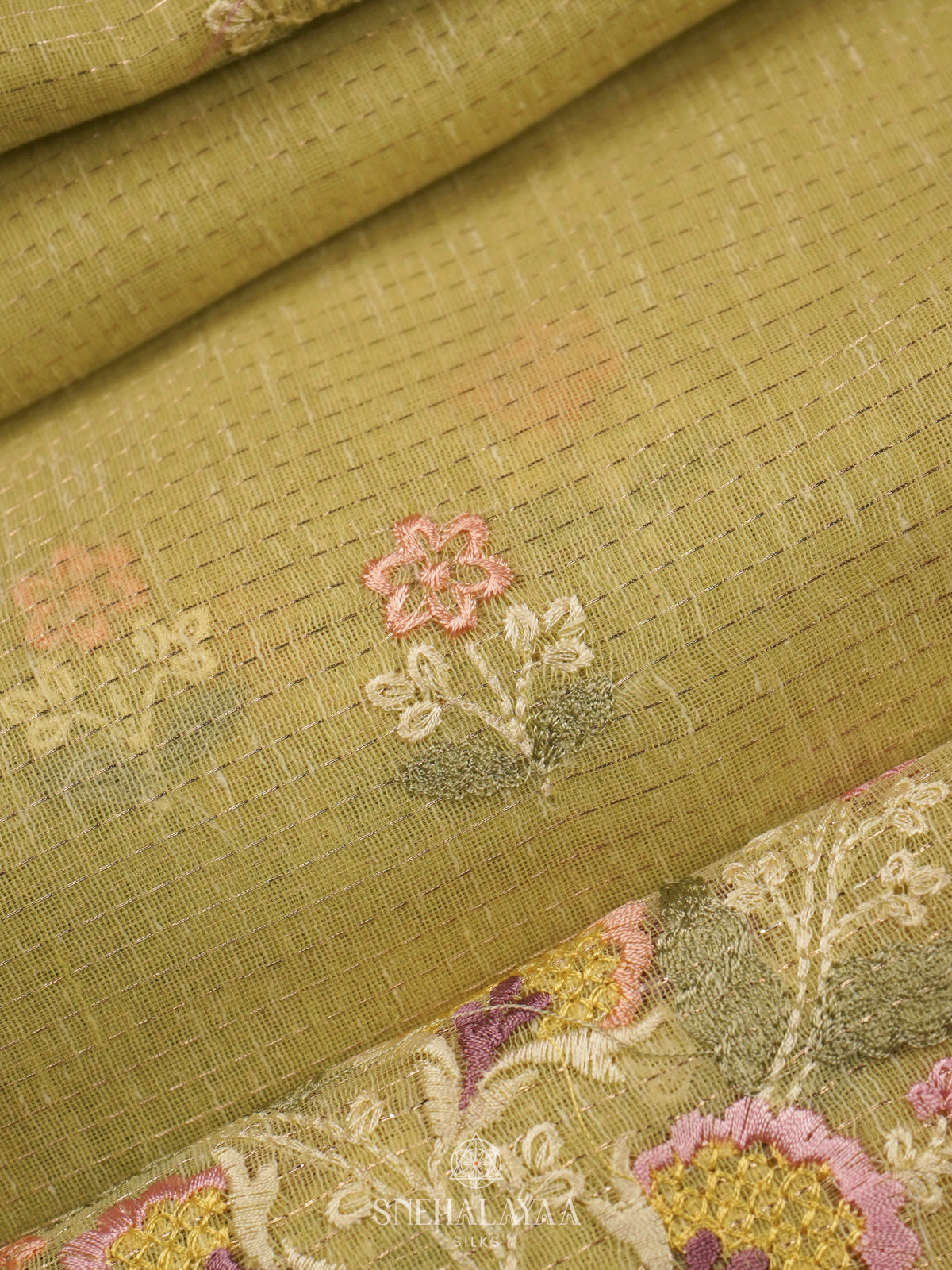 Yellow Linen Cotton Saree