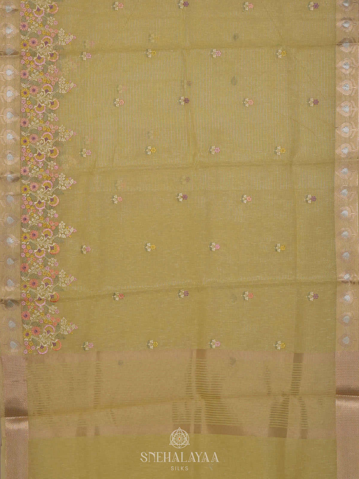 Yellow Linen Cotton Saree