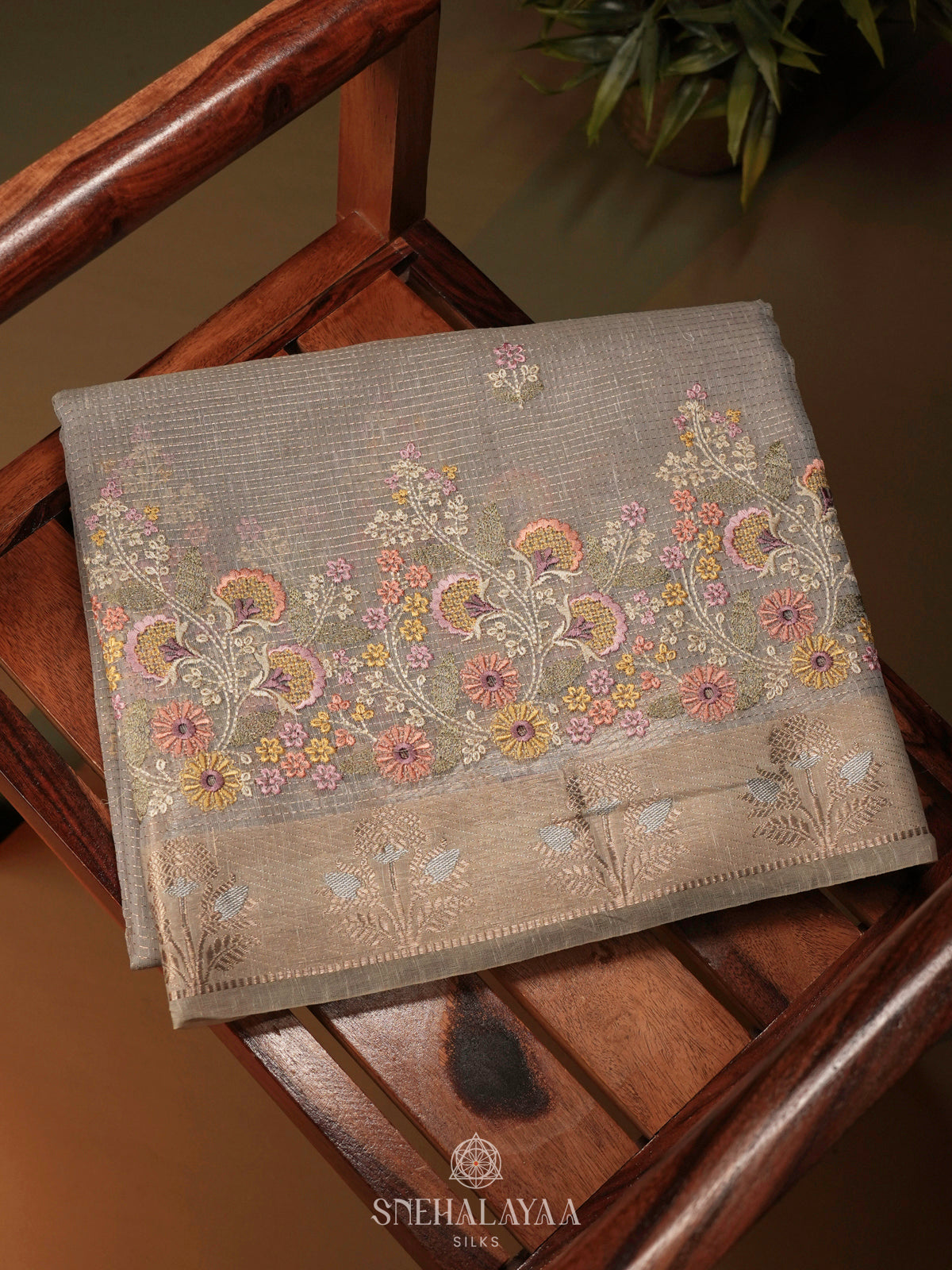 Brown Linen Cotton Saree