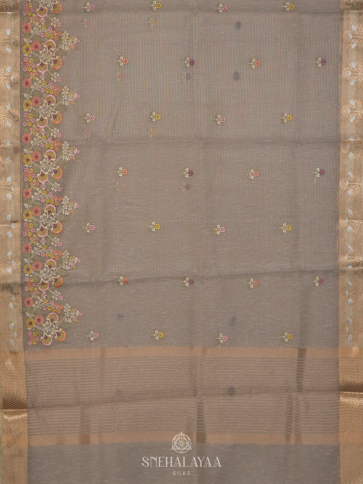 Brown Linen Cotton Saree