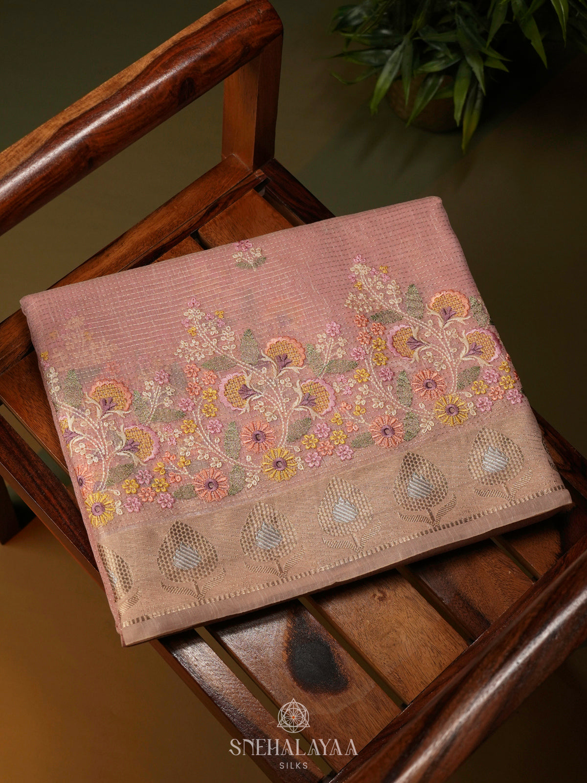 Pale Pink Linen Cotton Saree