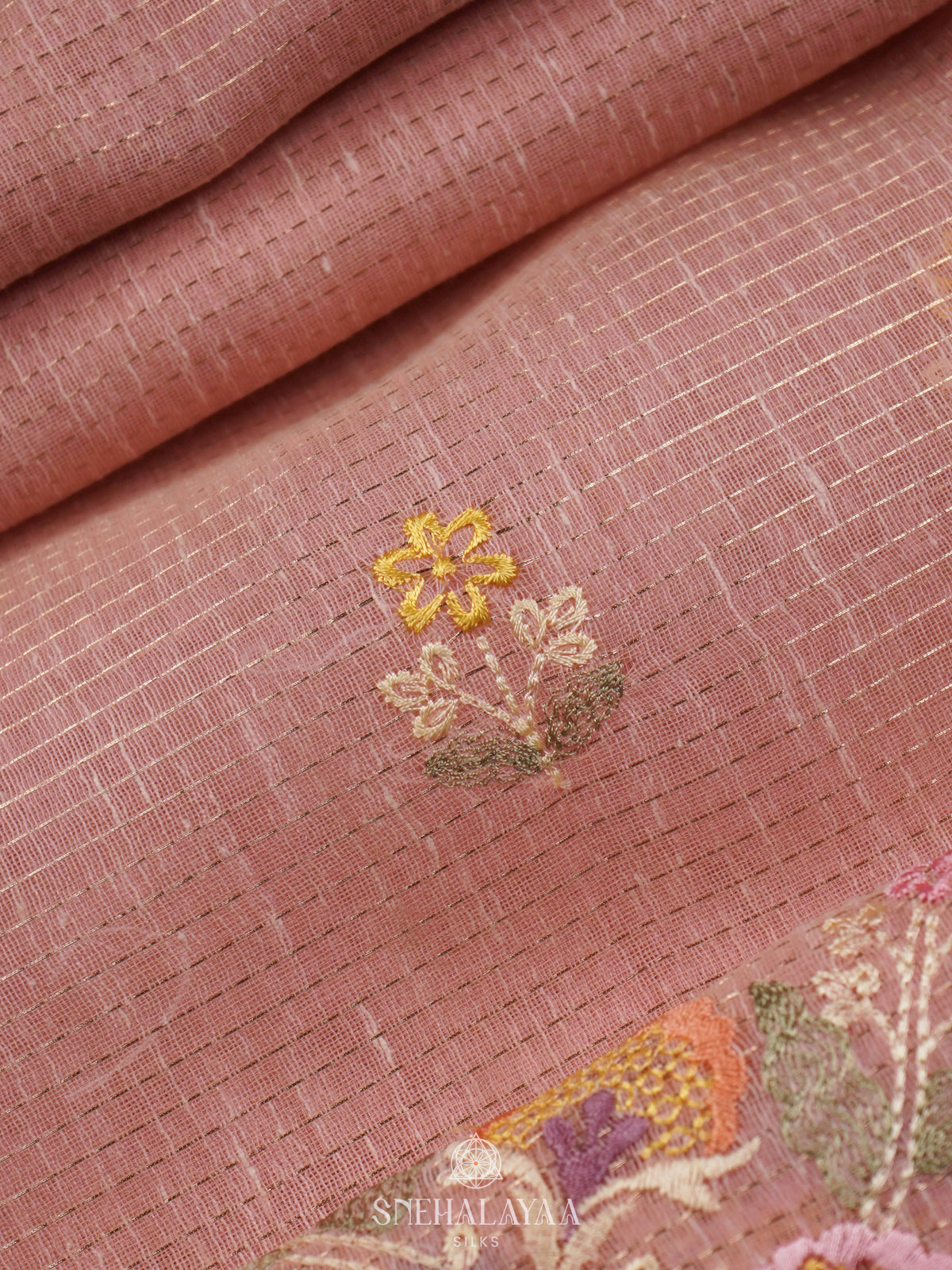 Pale Pink Linen Cotton Saree