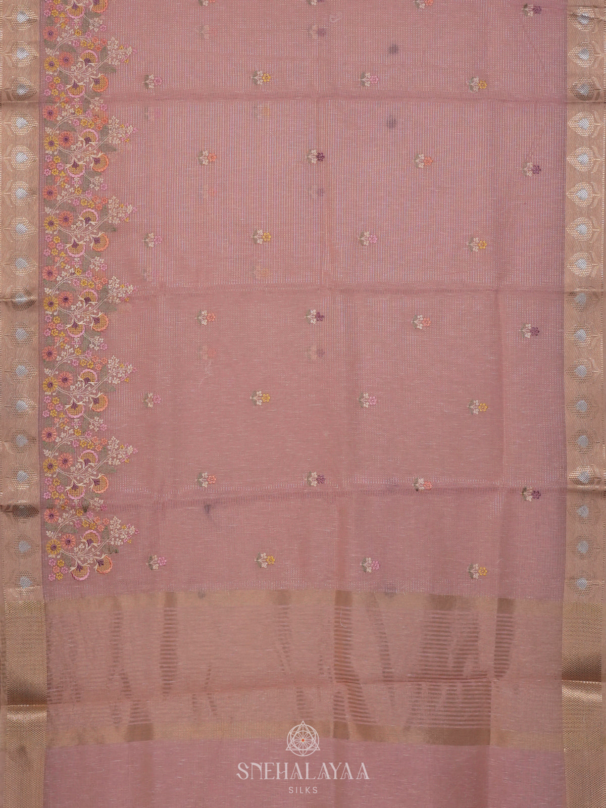 Pale Pink Linen Cotton Saree