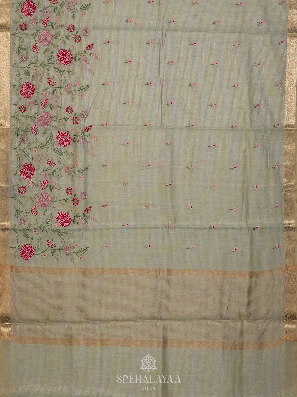 Green Linen Cotton Saree