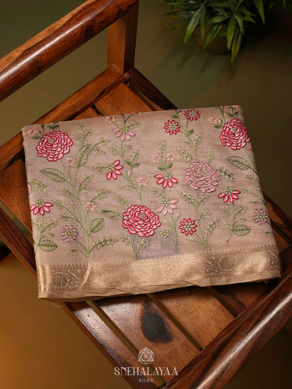 Brown Linen Cotton Saree