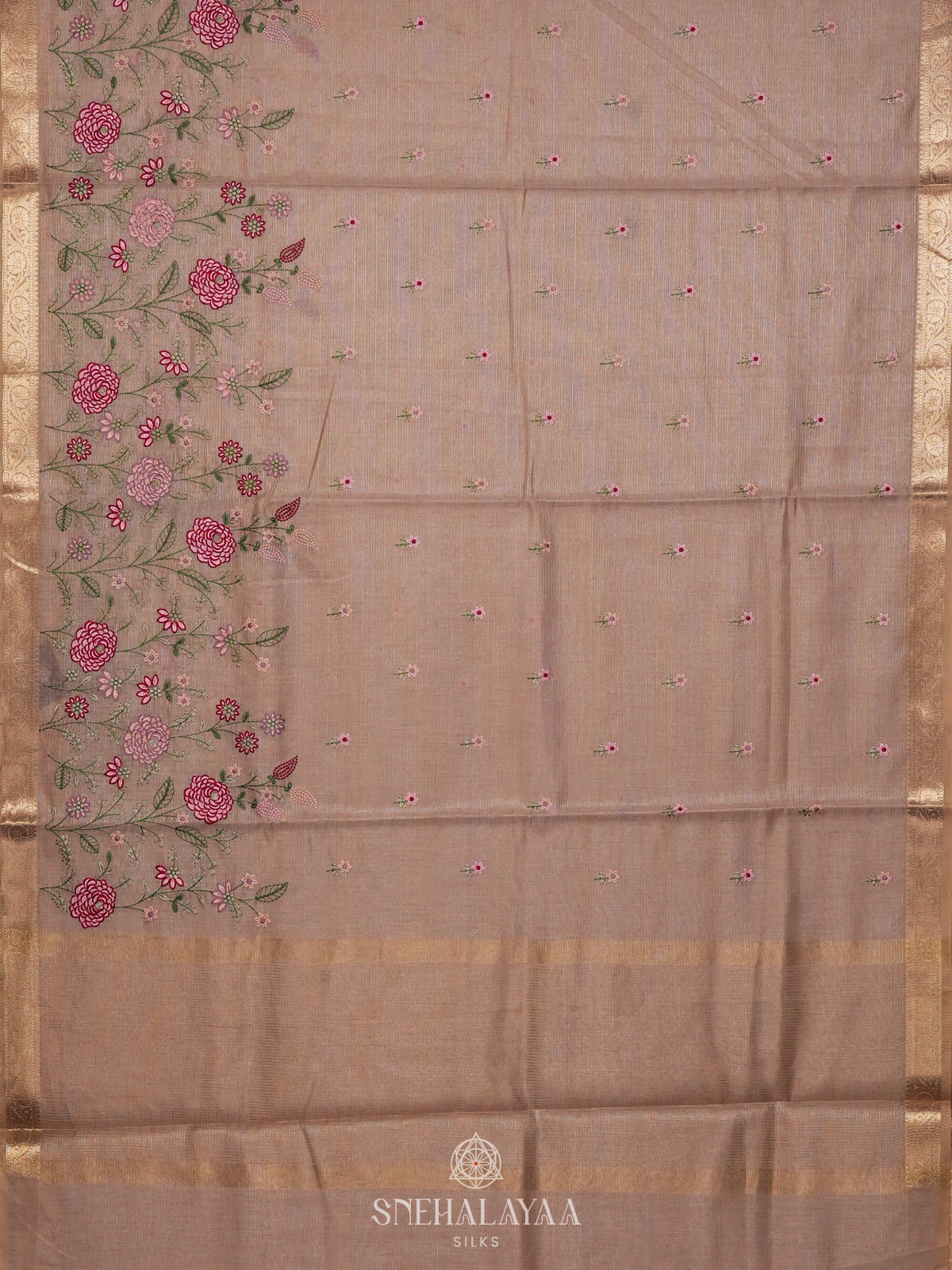 Brown Linen Cotton Saree