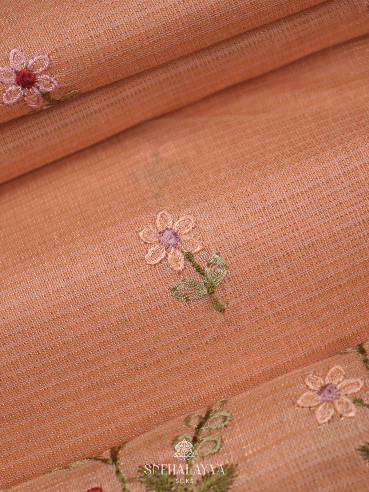 Peach Linen Cotton Saree