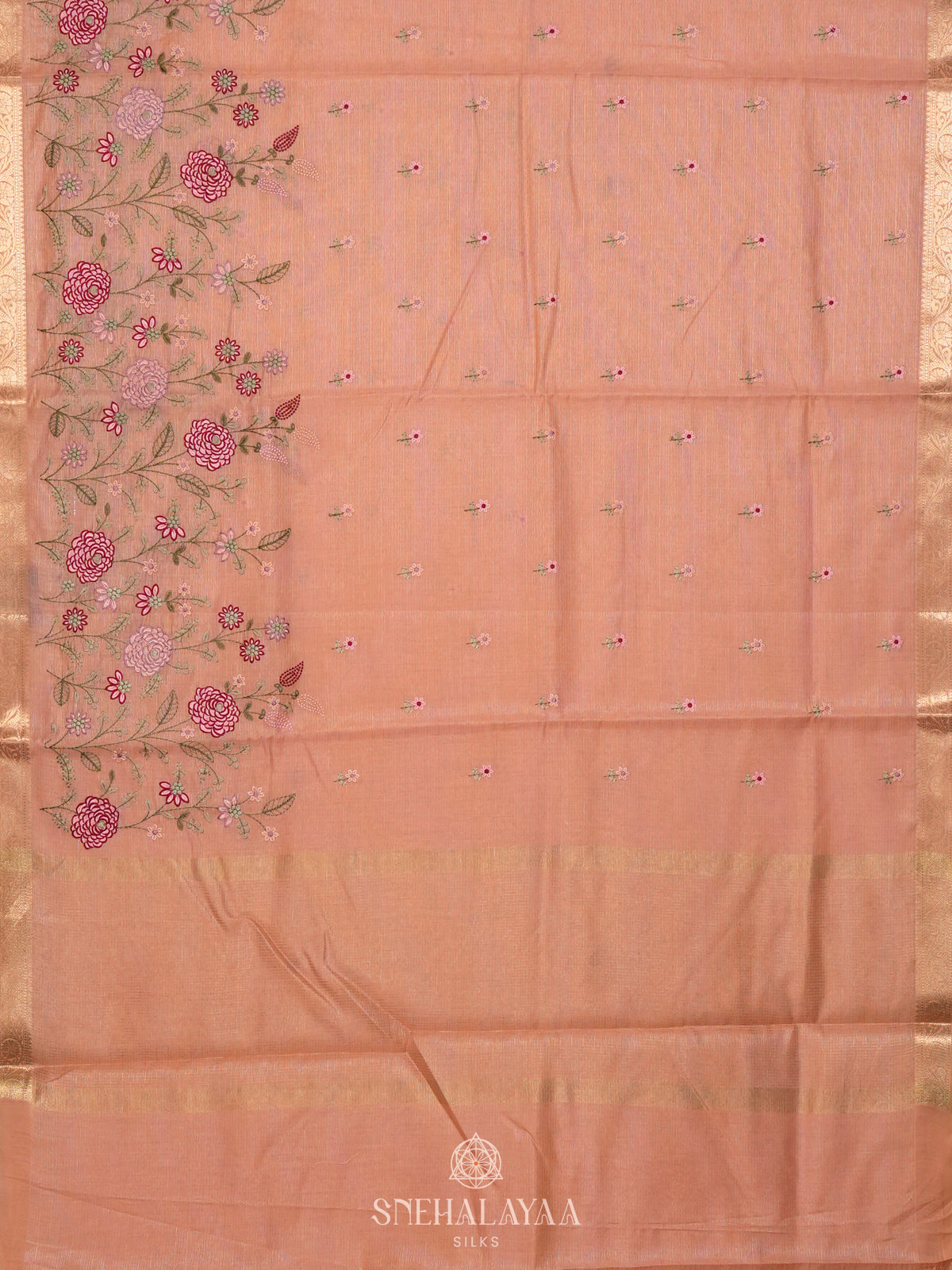 Peach Linen Cotton Saree