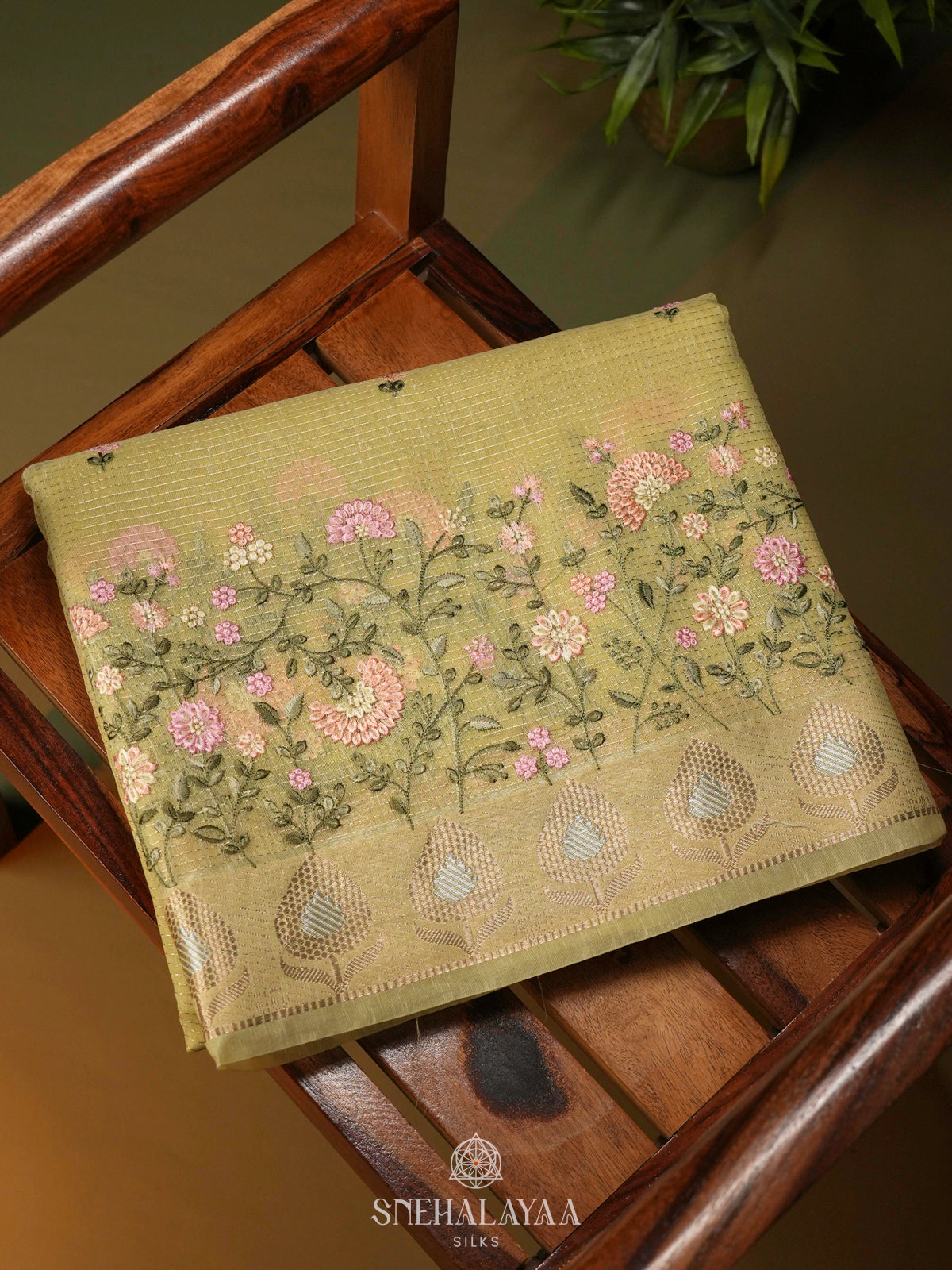 Yellow Linen Cotton Saree