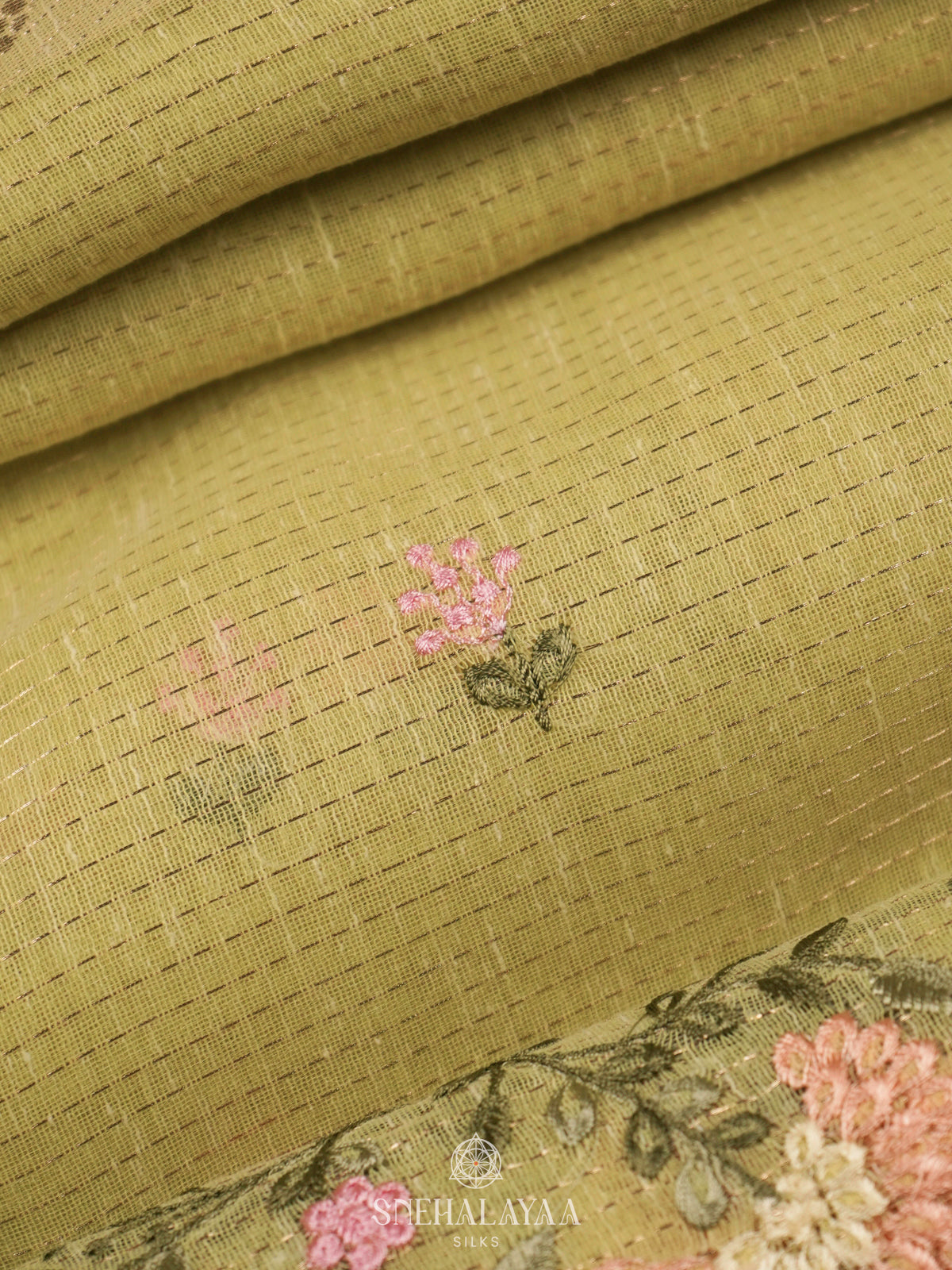 Yellow Linen Cotton Saree