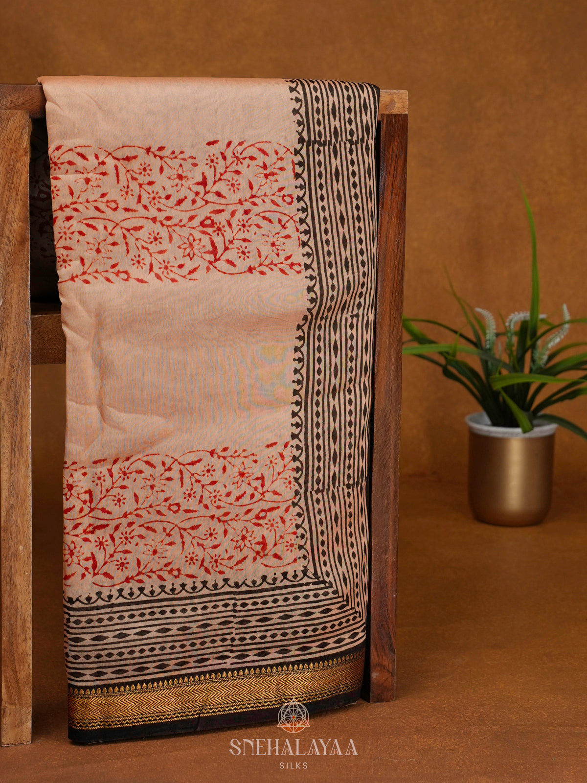 Beige Chanderi Saree
