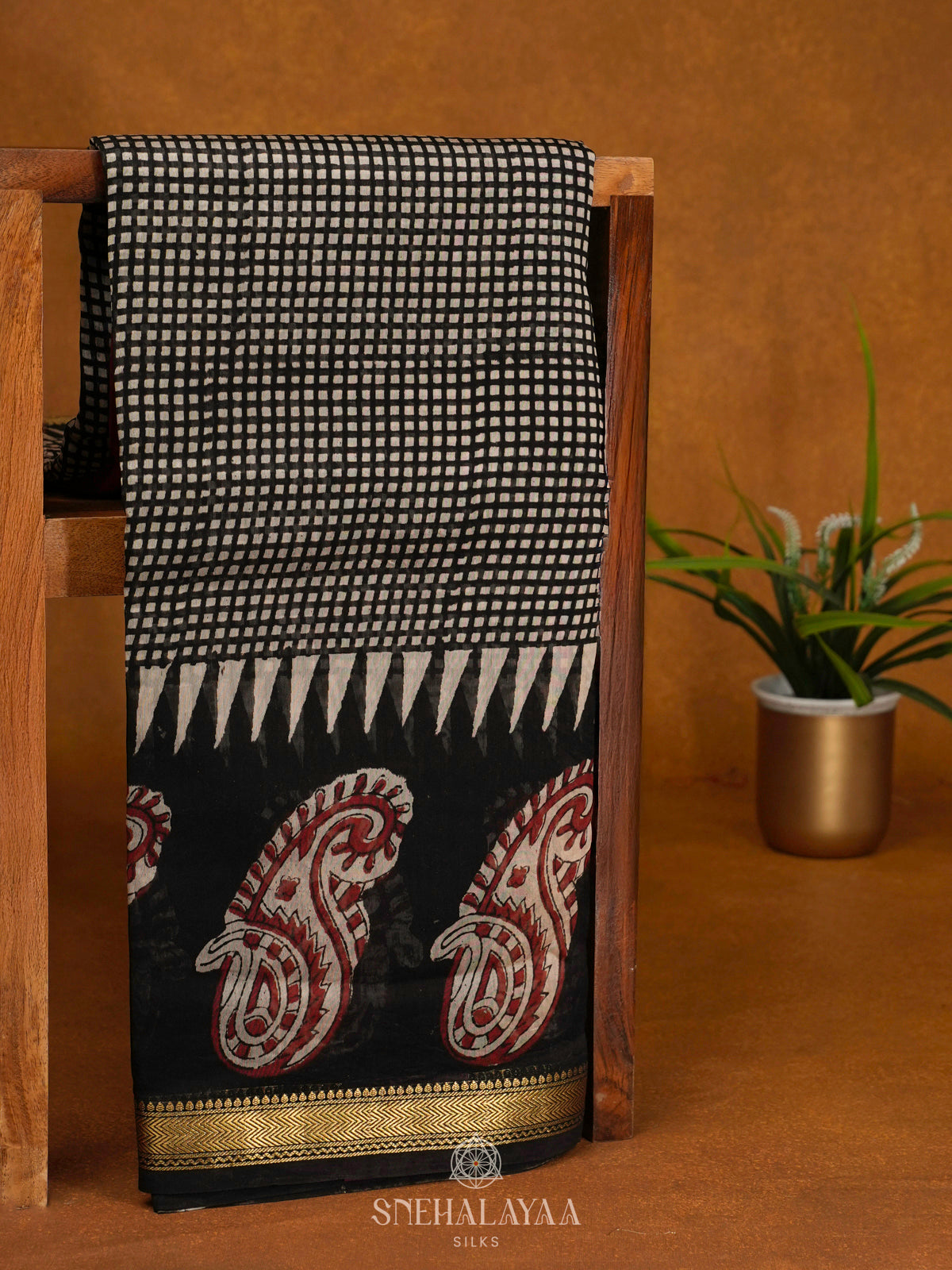 Black Chanderi Saree