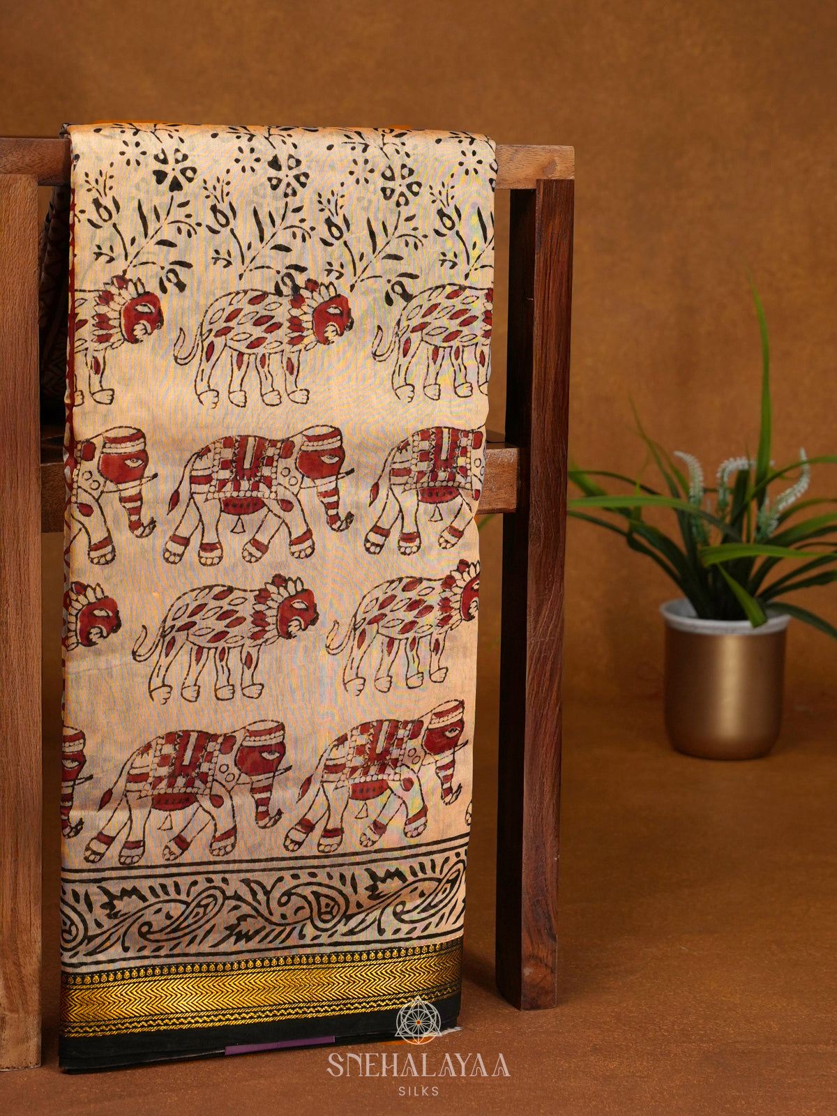 Beige Chanderi Saree