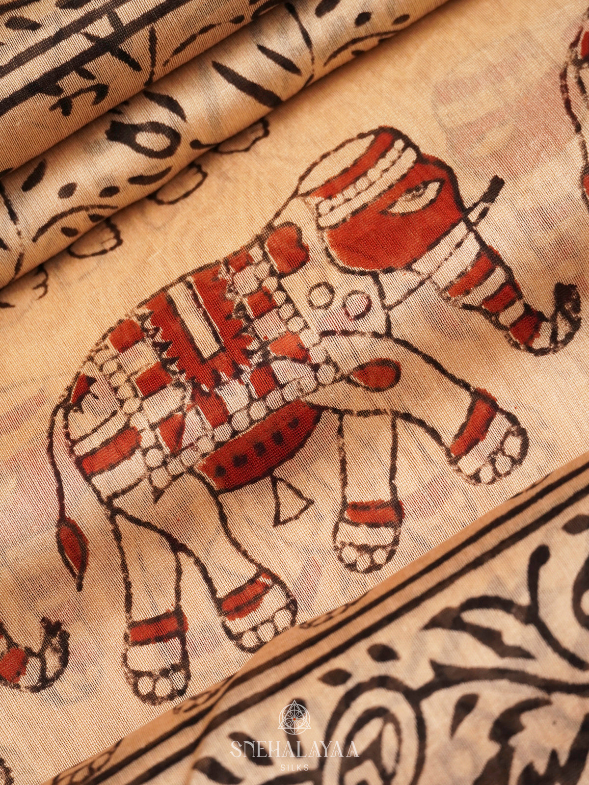 Beige Chanderi Saree