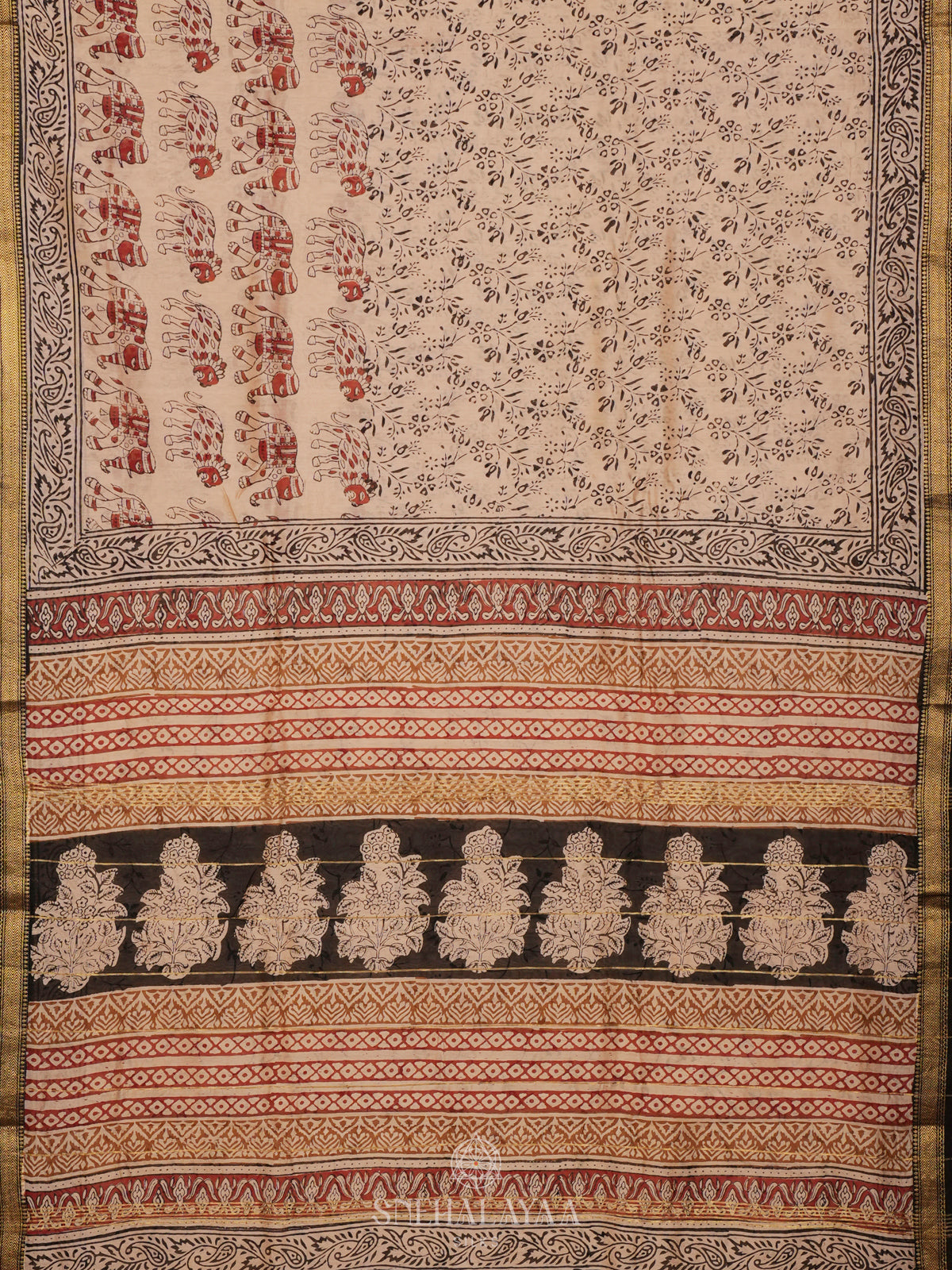 Beige Chanderi Saree