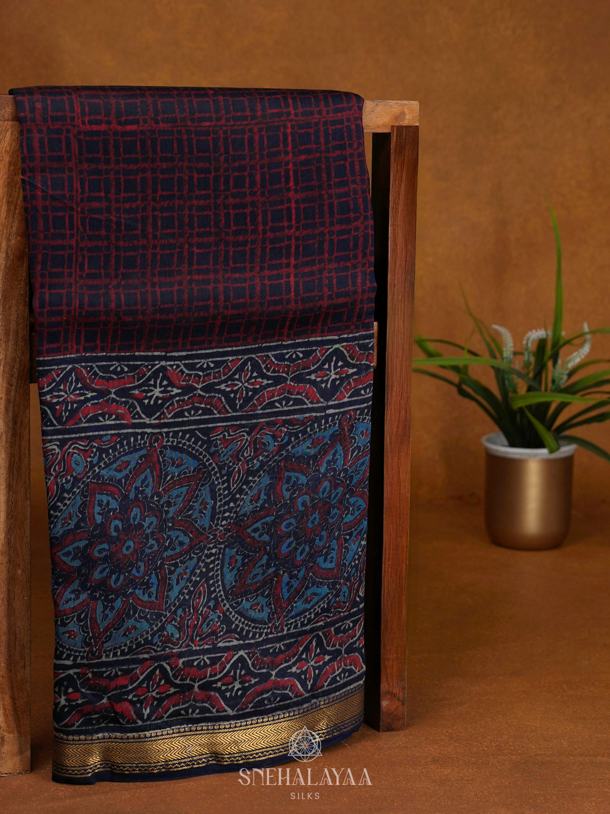 Navy Blue Chanderi Saree