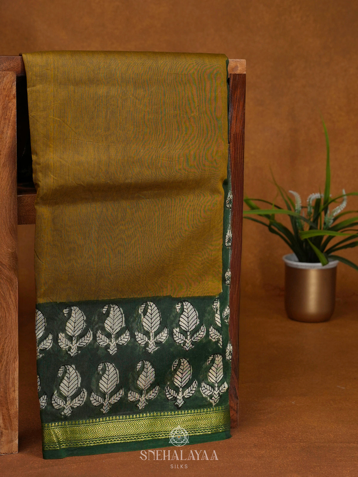Olive Green Chanderi Saree