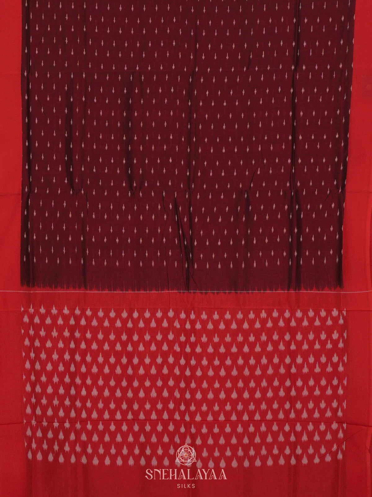 Burgundy Ikat Cotton Saree