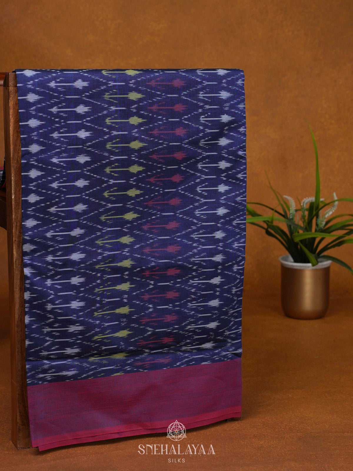 Blue Ikat Cotton Saree
